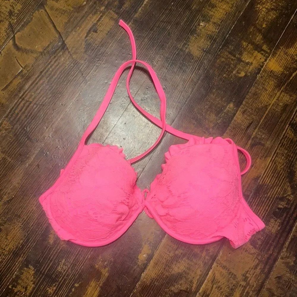 Victoria’s Secret hot pink ruffled 36C vacationcore bikini top